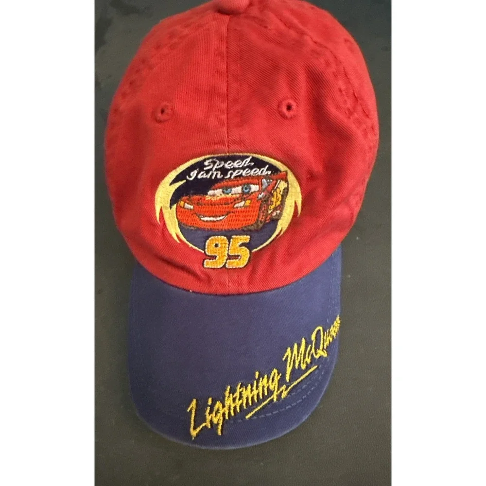 Disney Pixar Cars Boys‎ Hat Lightning McQueen Blue Gray Red Adjustable Cap XS